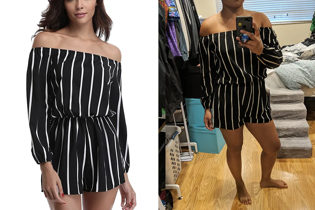 miss moly striped black white romper off shoulder schimiggy reviews