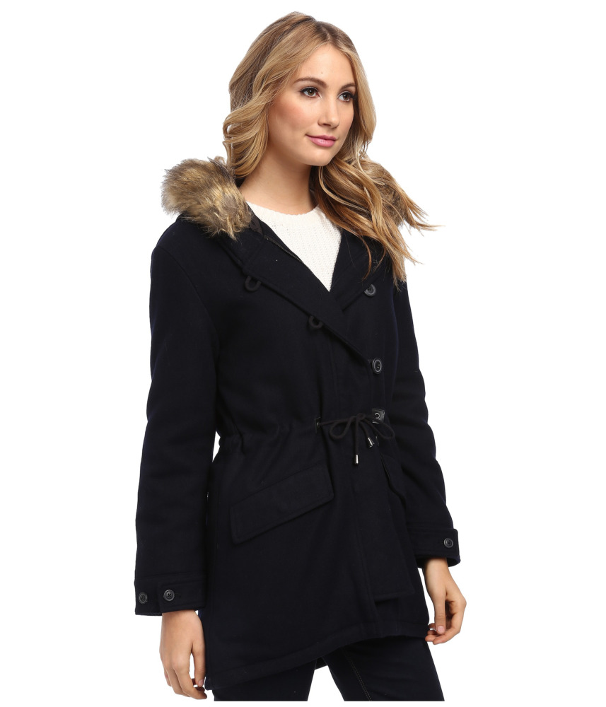 spiewak and sons fishtail wool fur trim jacket front