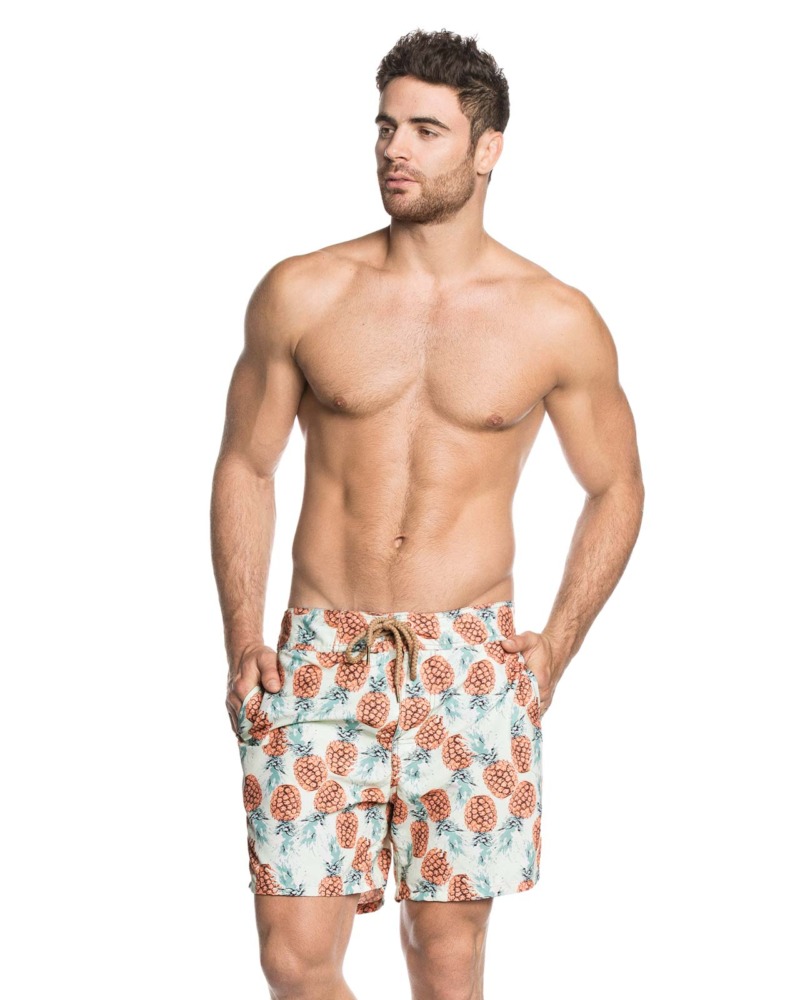 maaji swim trunk mens pineapple print front