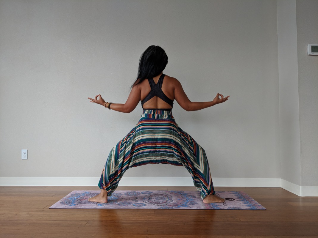 Yoga Democracy yoga mat goddess pose
