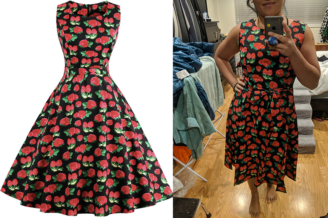 zaful strawberry retro dress 50s schimiggy reviews