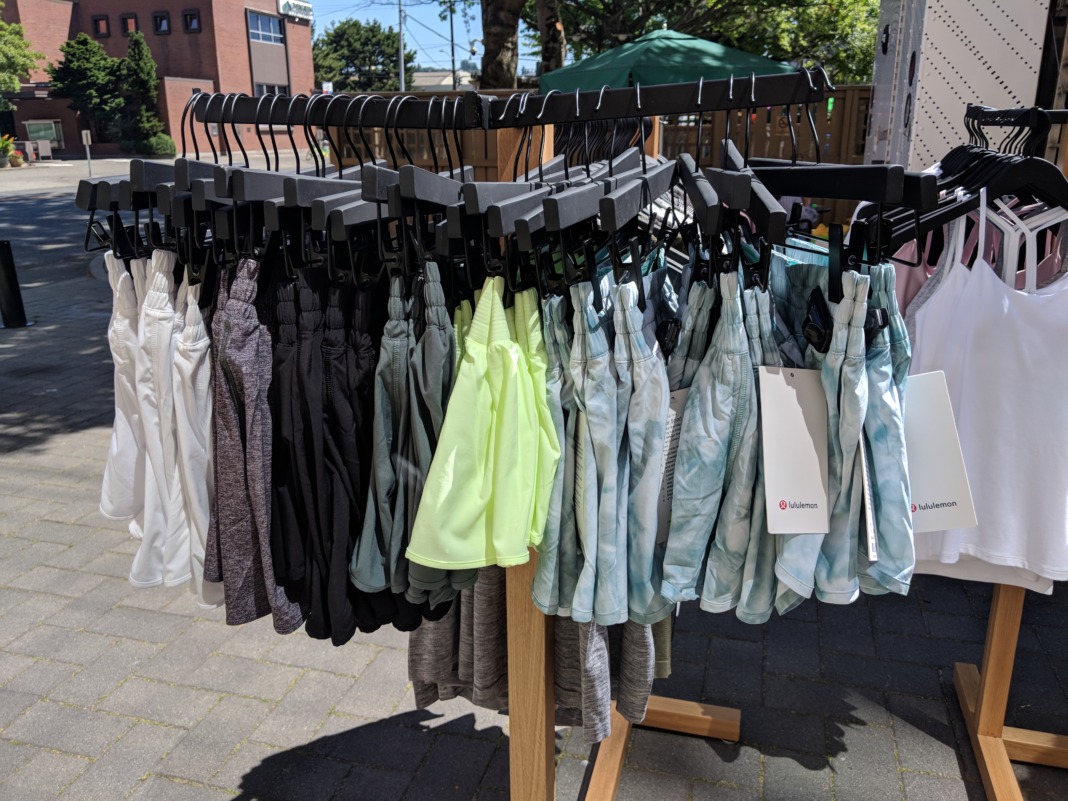 lululemon truck retail store shorts rack