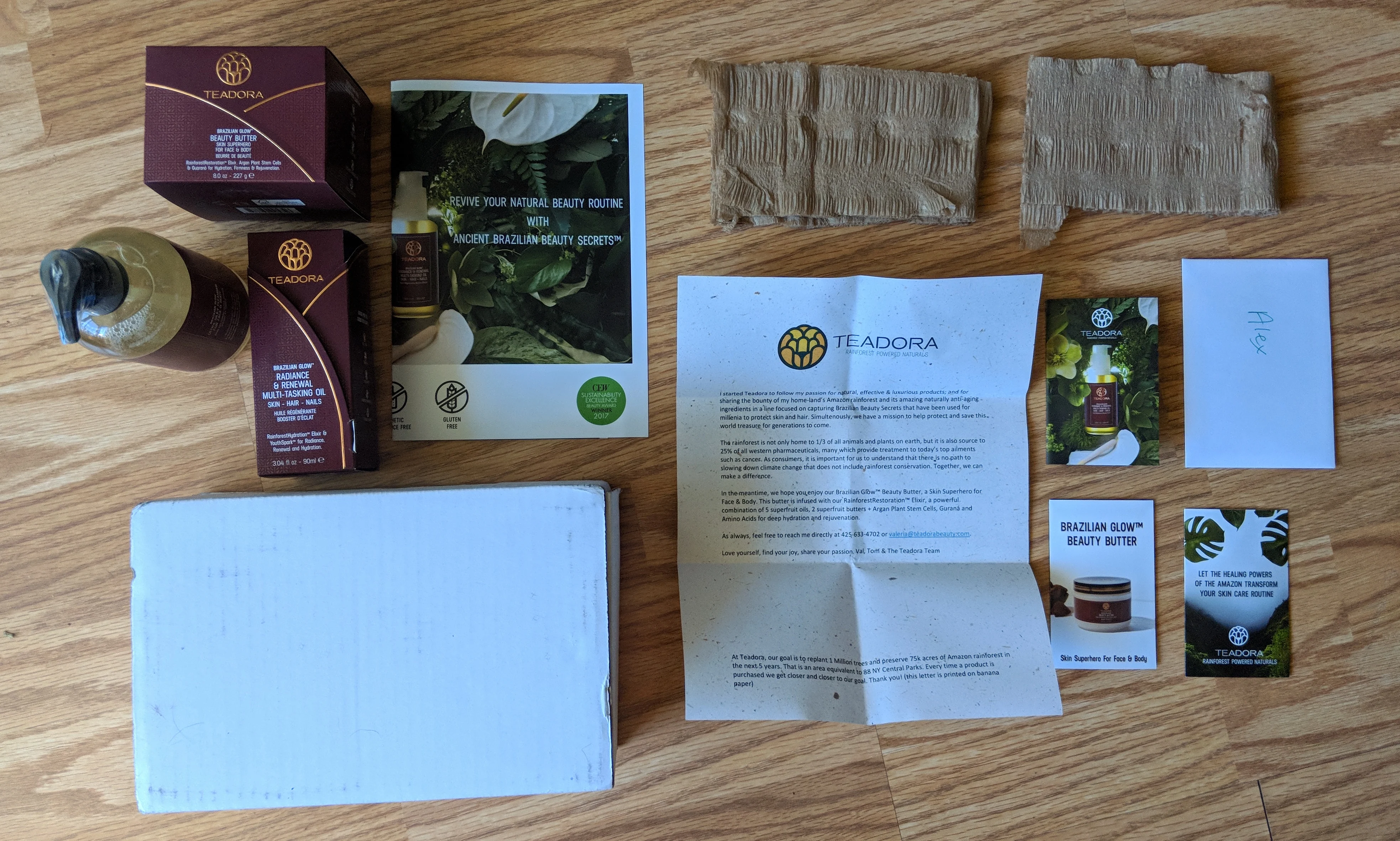 teadora beauty review paper and packaging
