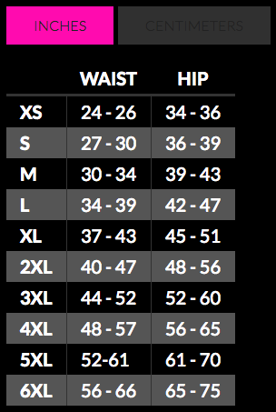 Bombsheller Size Chart (Updated)