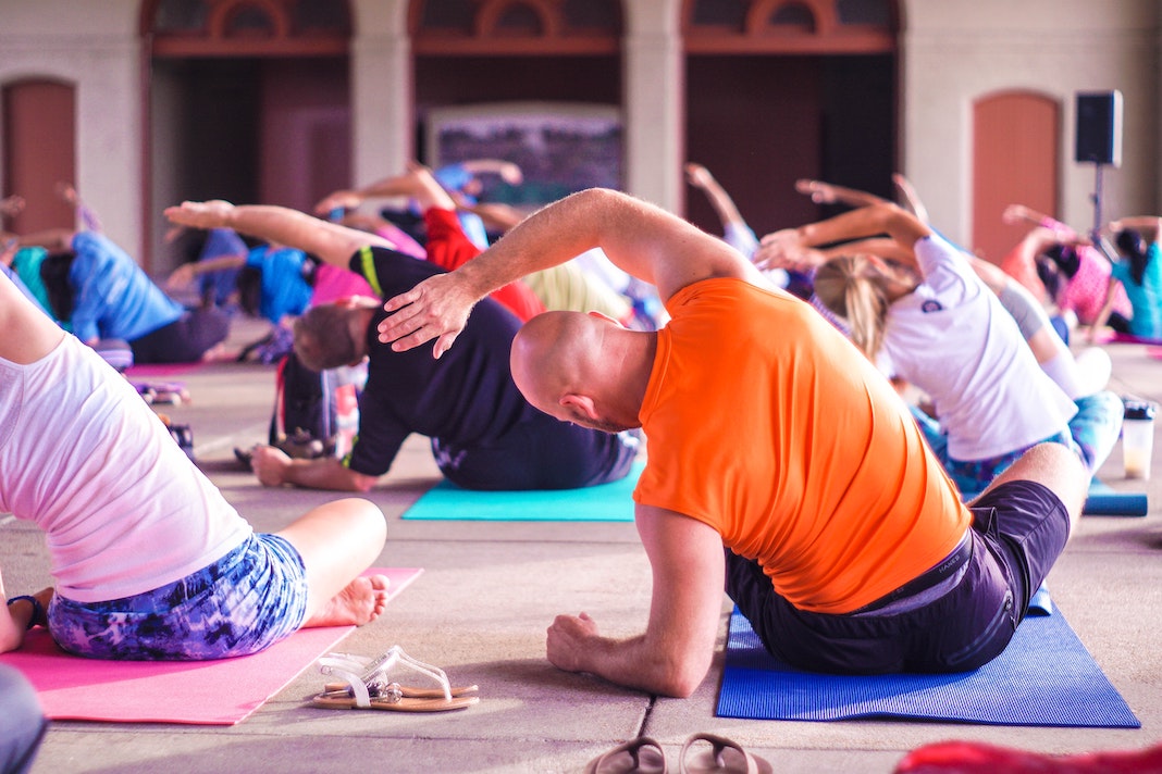 spinal flexibility exercise in yoga class