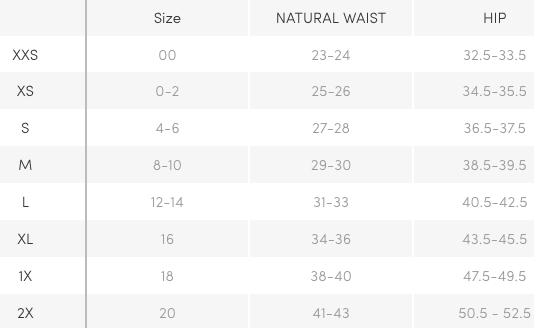 Athleta Women's Bottoms Size Chart