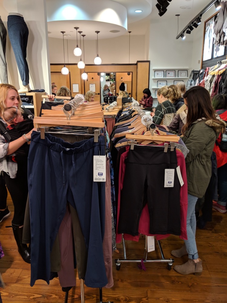 Black Friday Lululemon deals pant racks