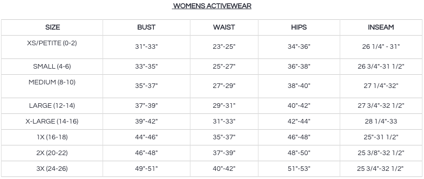 danskin size chart activewear reviews