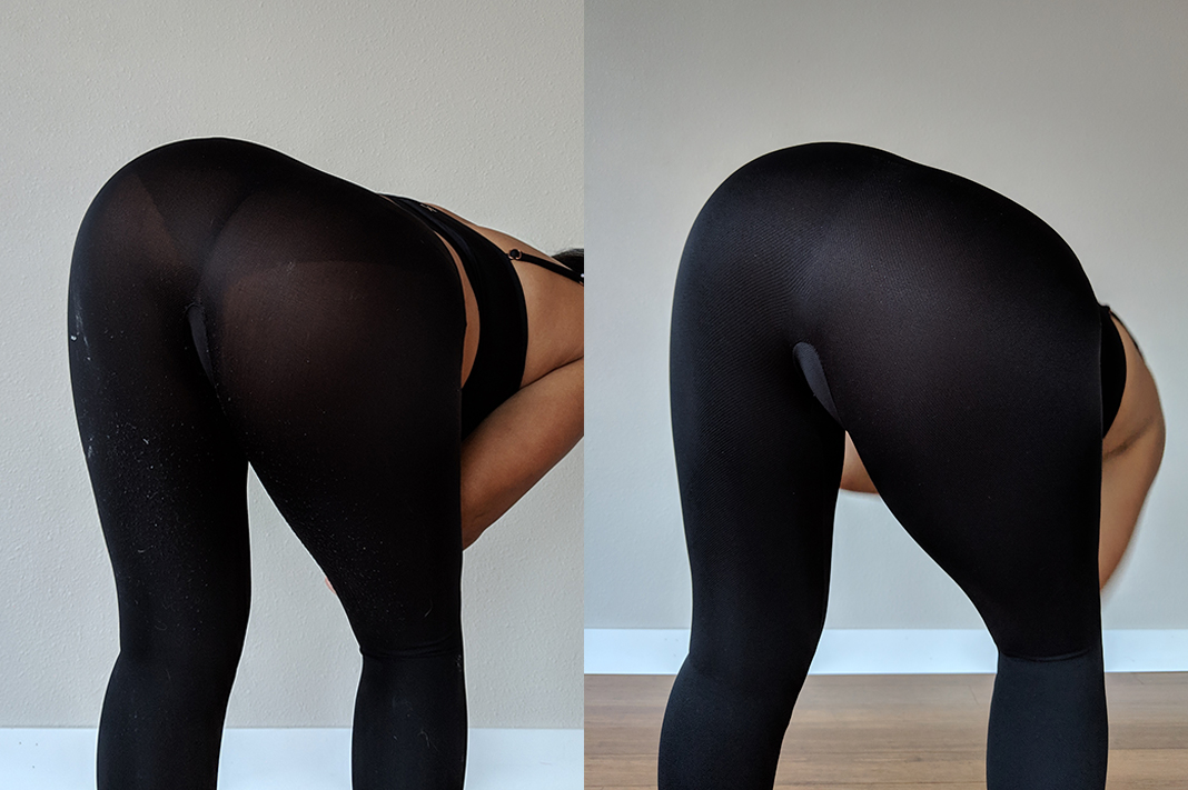 spanx vs spanx assets seamless leggings bend test schimiggy reviews