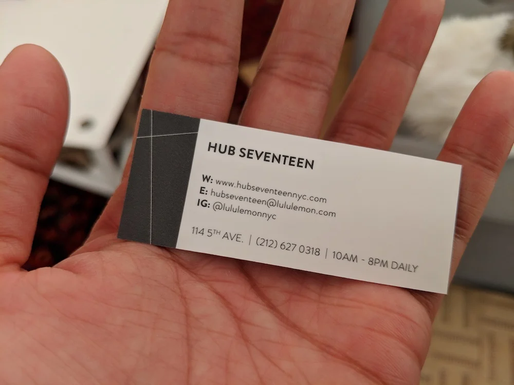 lululemon flagship new york store fashion district hub seventeen business card