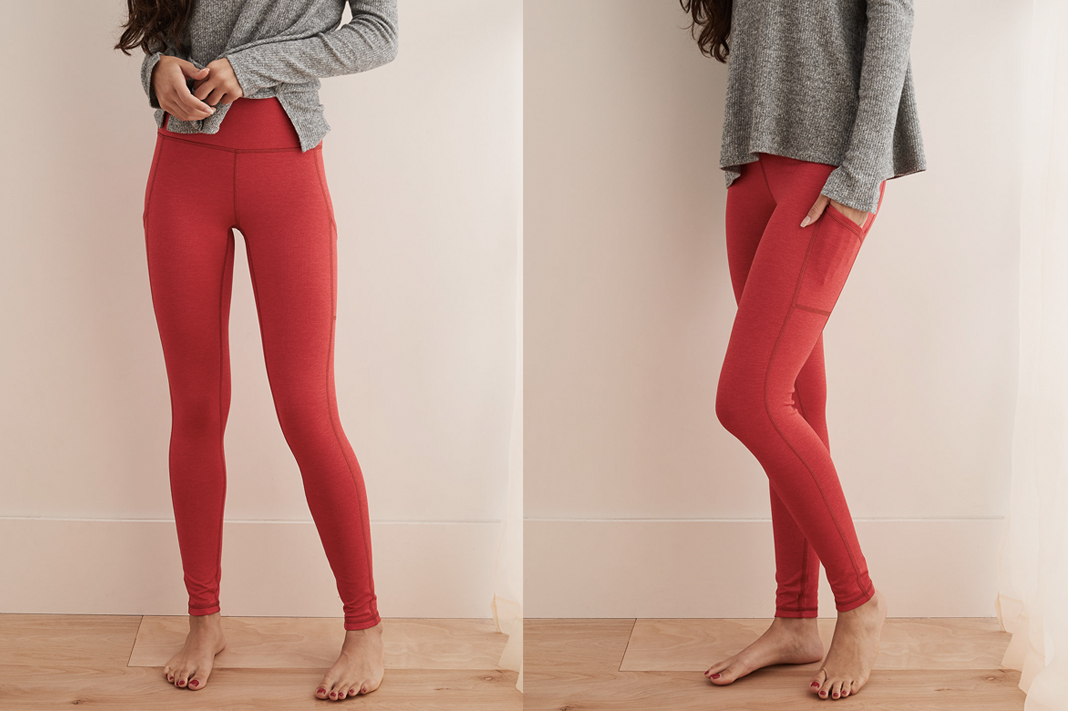aerie play high waisted pocket leggings scarlet red schimiggy reviews