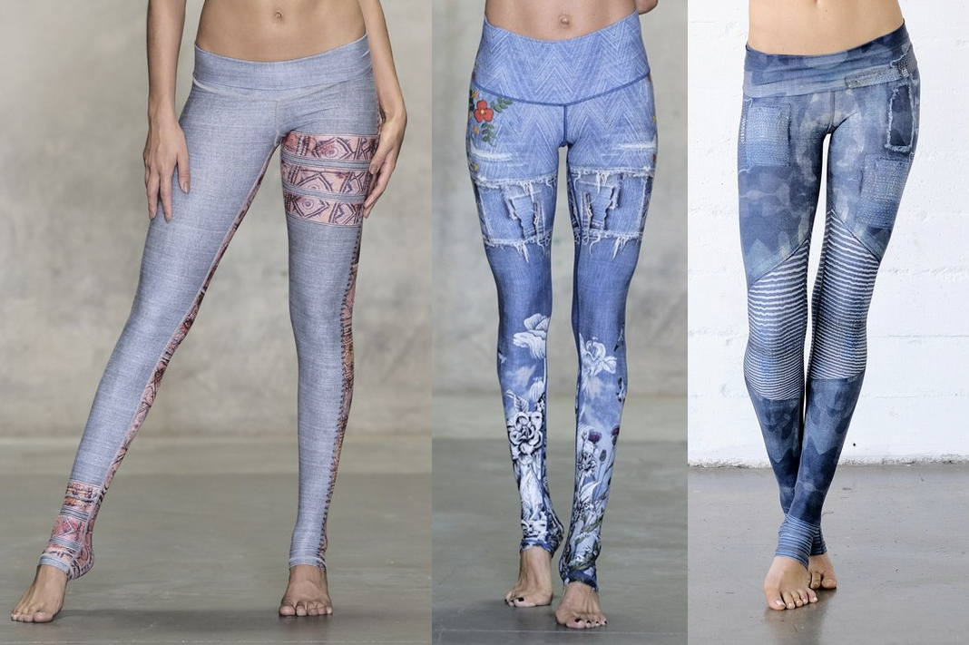 Womens Jeggings Stretchy Print Pants Denim Look Yoga Sports Skinny Leggings  Lady  eBay