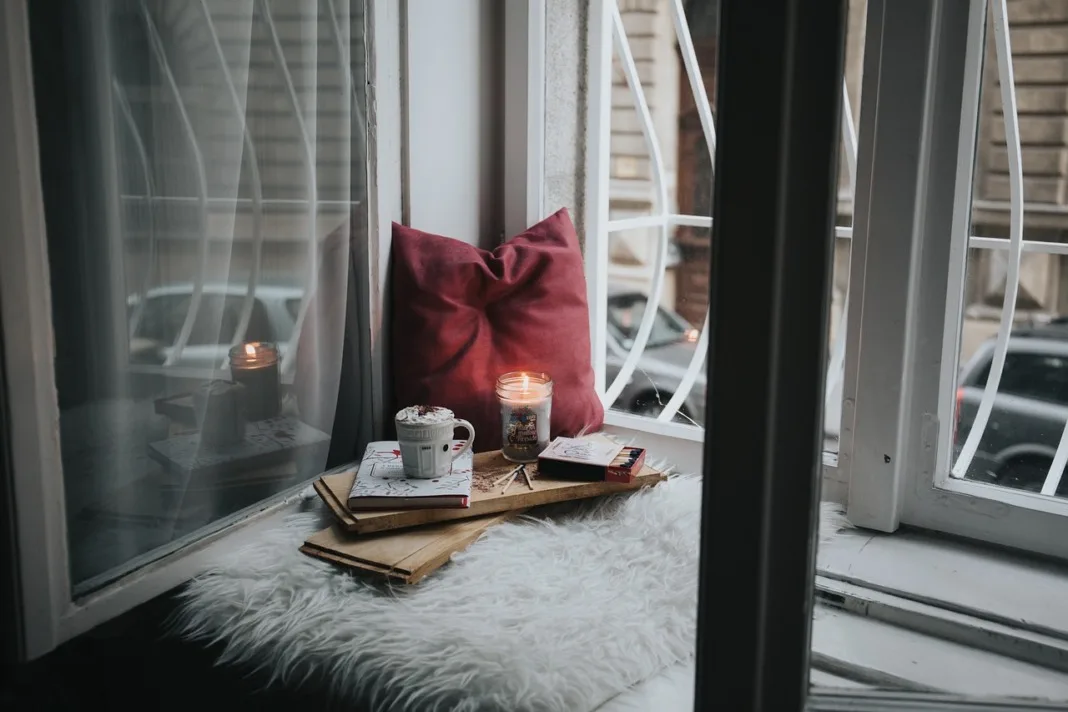 room candle relaxing area window view