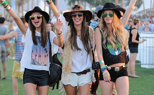 Wide Brim hat Styles Coachella music festival