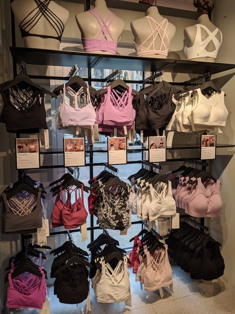 lululemon berlin germany store photos sports bra wall