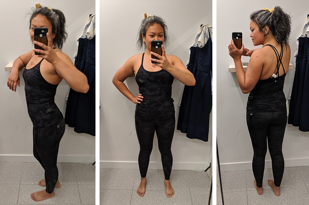lululemon fast and free tight try on incognito multi grey schimiggy reviews