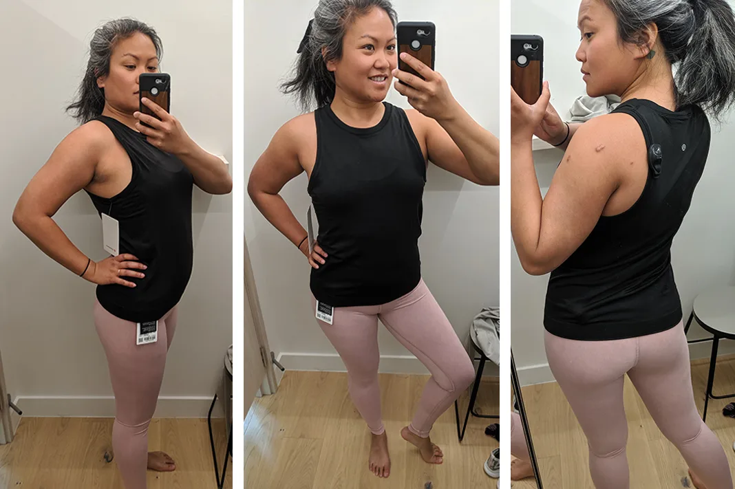 lululemon fitting room try on swiftly breeze tank relaxed fit