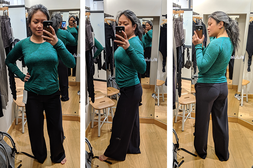 lululemon on the fly wide legged pant try on review