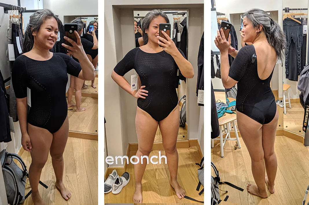 lululemon reveal bodysuit review try on fitting room schimiggy