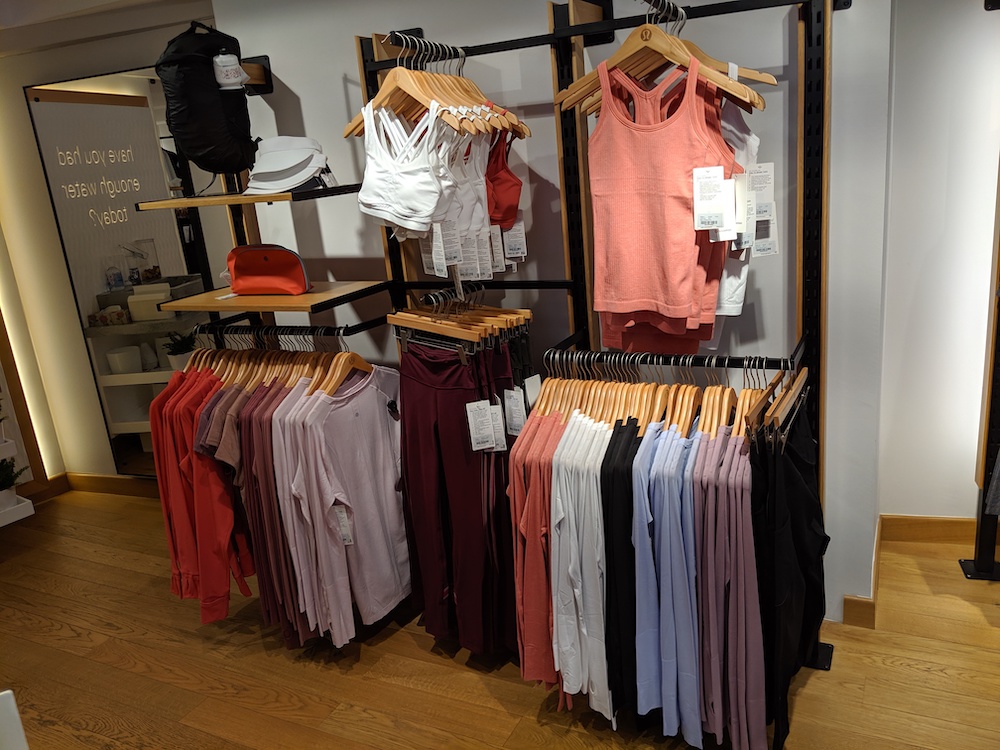 lululemon store in zürich switzerland womens display pastel colors