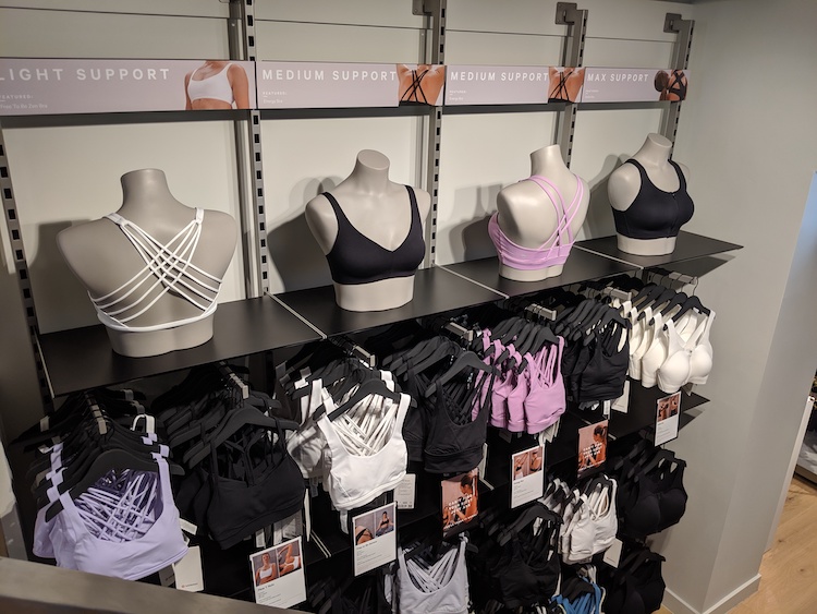 lululemon amsterdam store and product photos sports bra wall