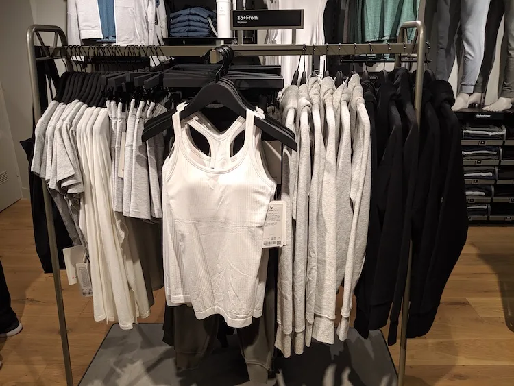 lululemon amsterdam store and product photos white and black womens rack