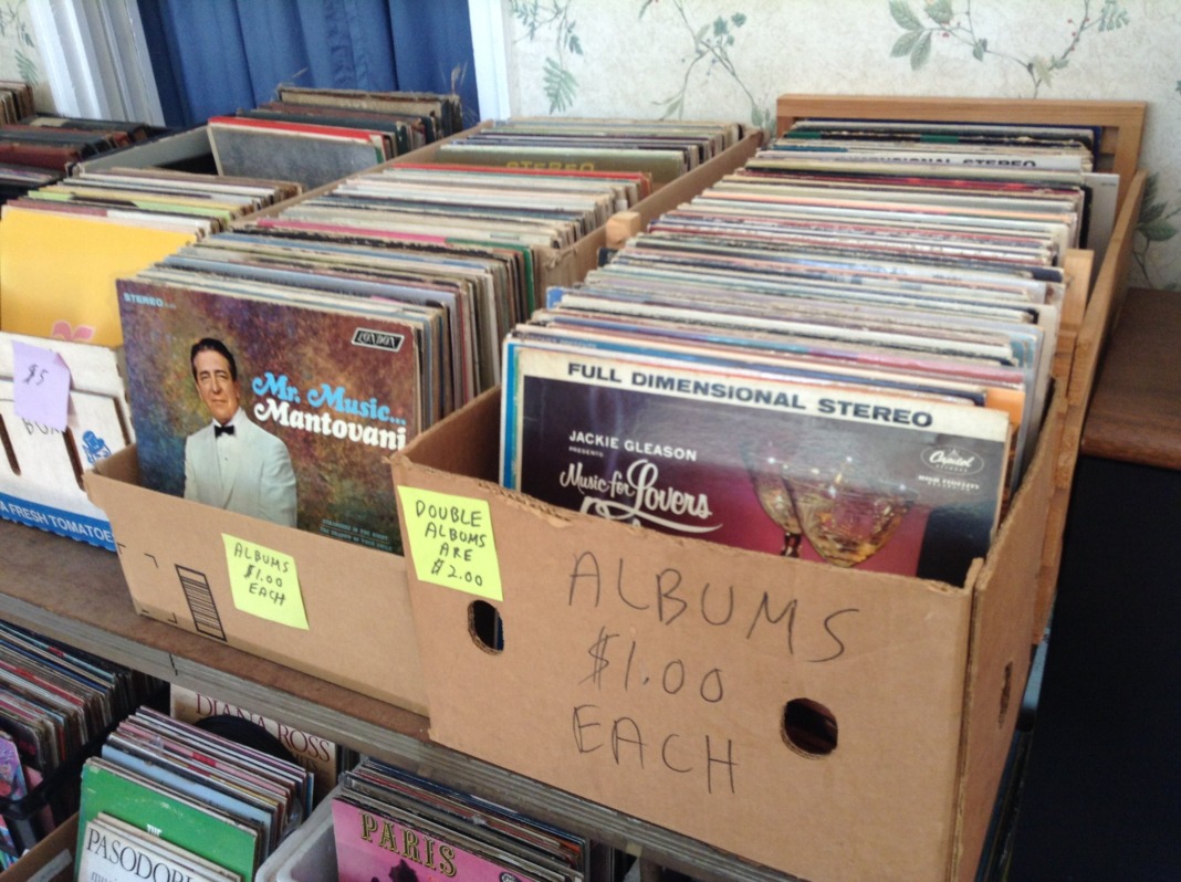 sell old records at a garage sale