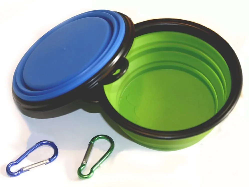 collapsible silicone dog and cat food and water bowl