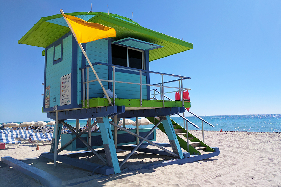 colorful miami beach lifeguard tower
