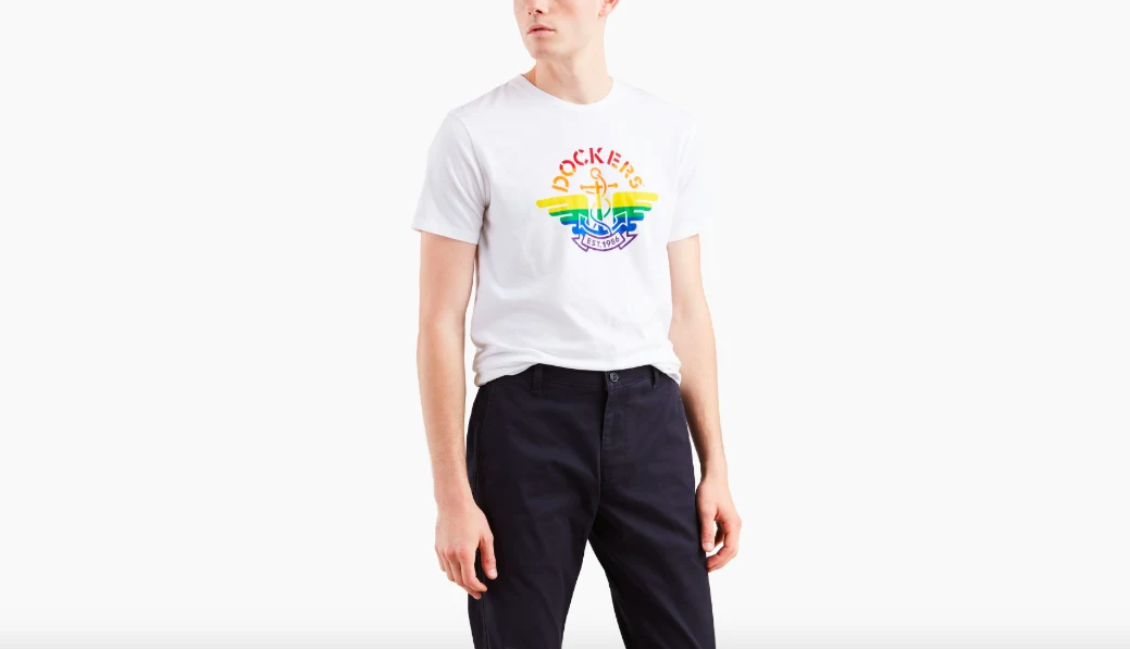dockers pride logo rainbow t-shirt