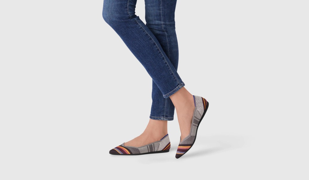 rothys inverse stripe point flat shoes