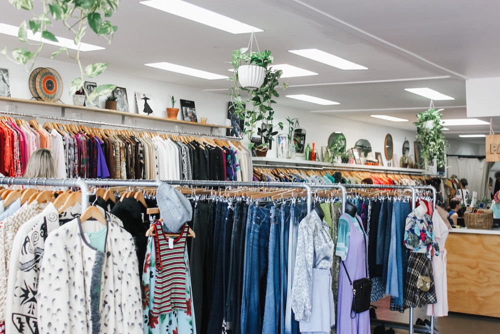 thrift store display racks for women and men