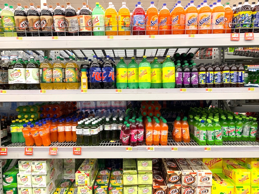 unhealthy food and beverages in grocery store
