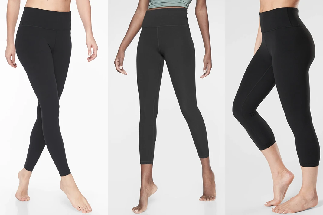 athleta elation tight in black powervita fabric