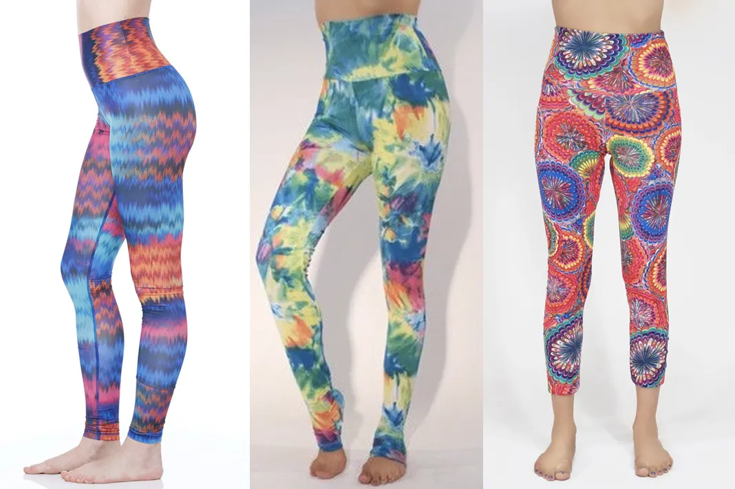 zuvi tie dye leggings in heatwave wanderlust and psychedelic