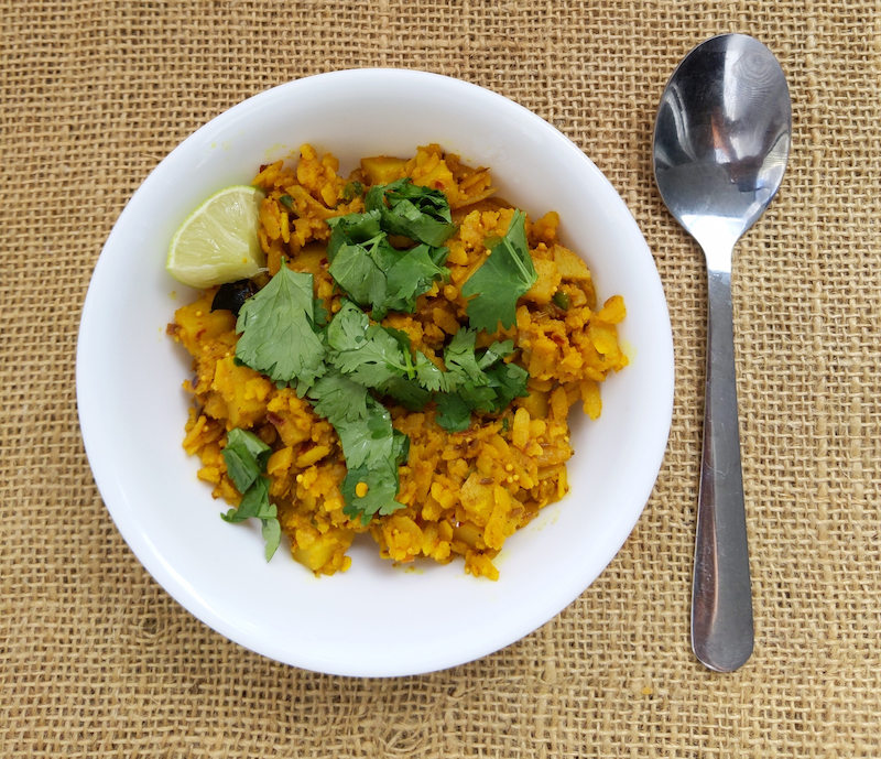 Aloo Poha Recipe Vegan Indian Breakfast (top)