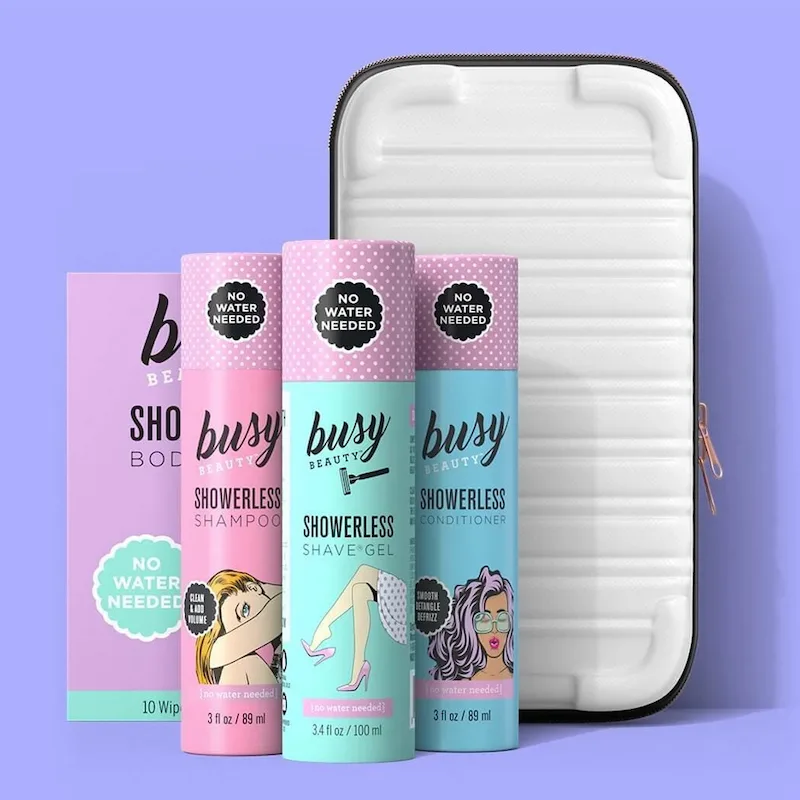 busy beauty showerless travel kit