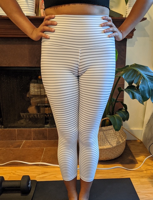 camel toe in DYI stripe leggings