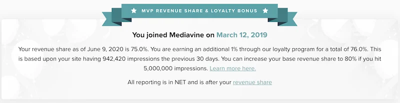 mediavine mvp revenue share and loyalty bonus
