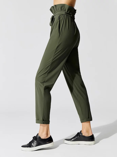 Express | Super High Waisted Belted Paperbag Pant in Olive Green | Express  Style Trial