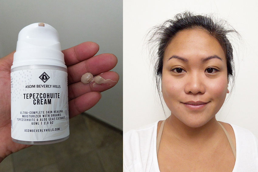 Tepezcohuite Cream Trying on Face | Schimiggy Reviews