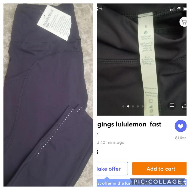 fake fast and free lululemon leggings on mercari