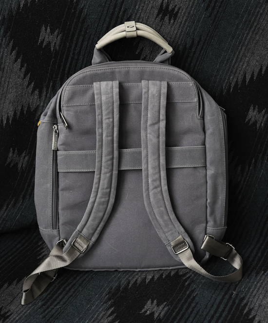 grey day owl backpack back view