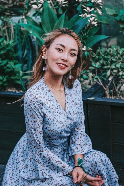 korean woman in dress and makeup