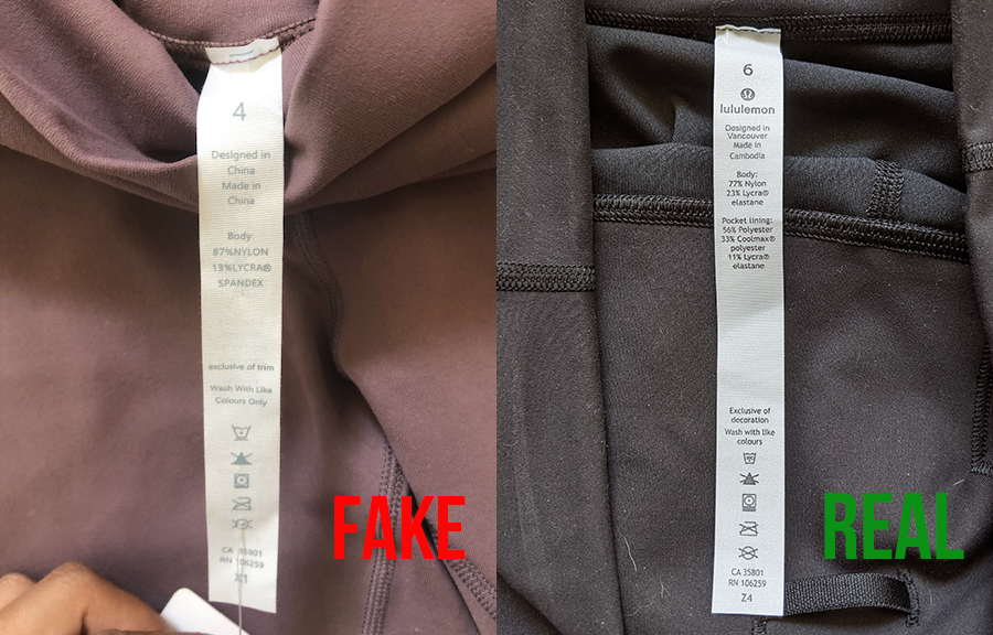 lululemon fake versus real rip tags