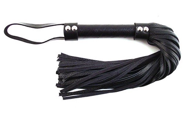 orchid toys black faux leather flogger whip