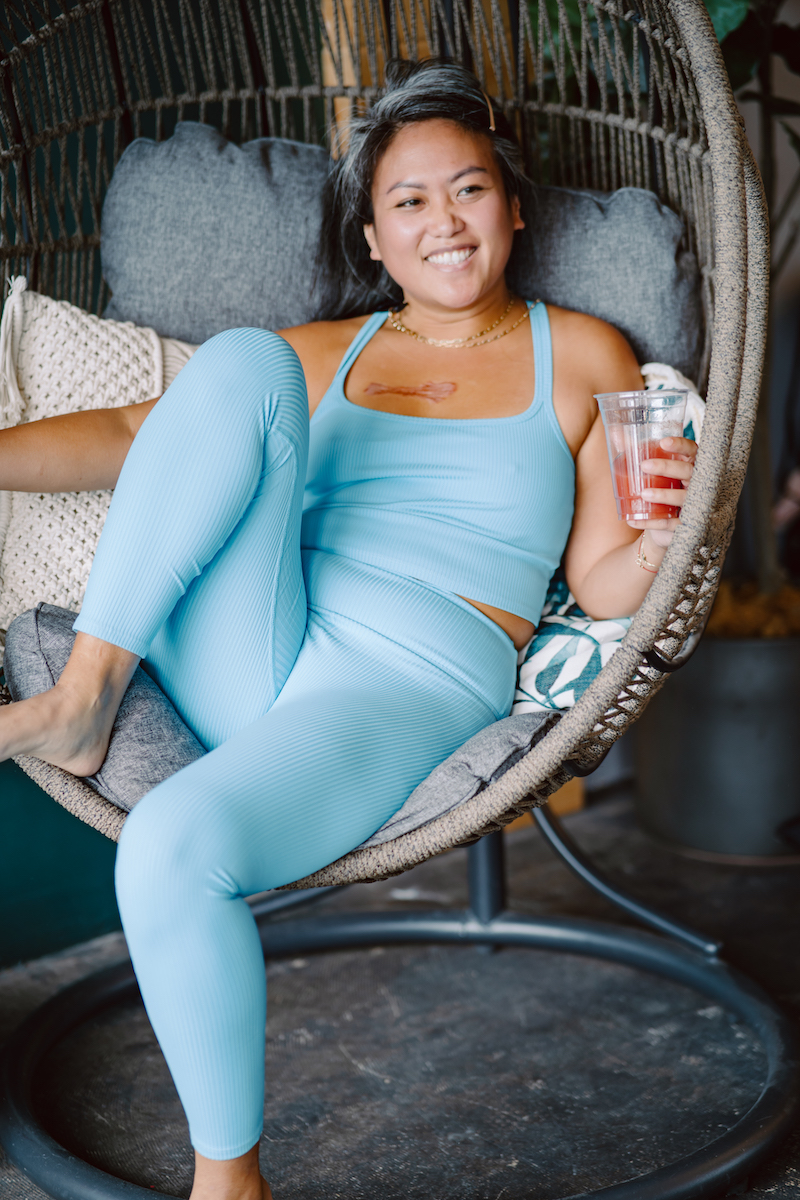 Carbon38 teal blue ribbed sports bra and leggings