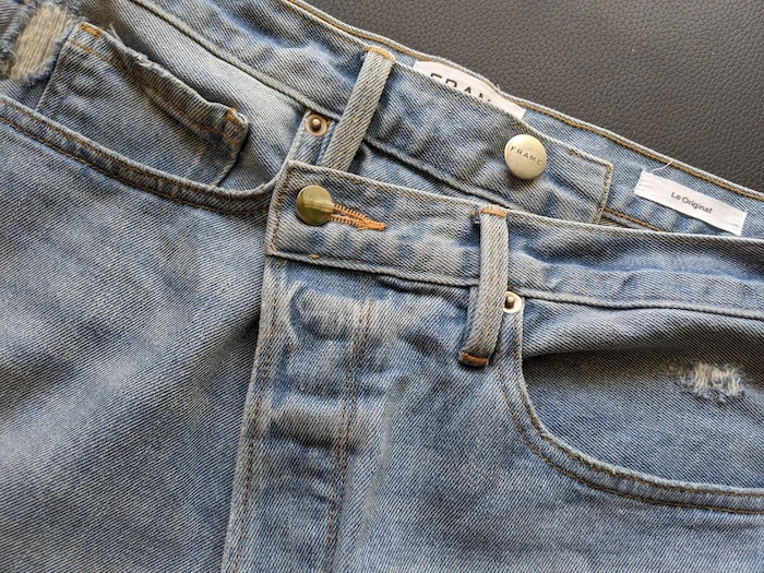 diy criss cross jeans sewn on button