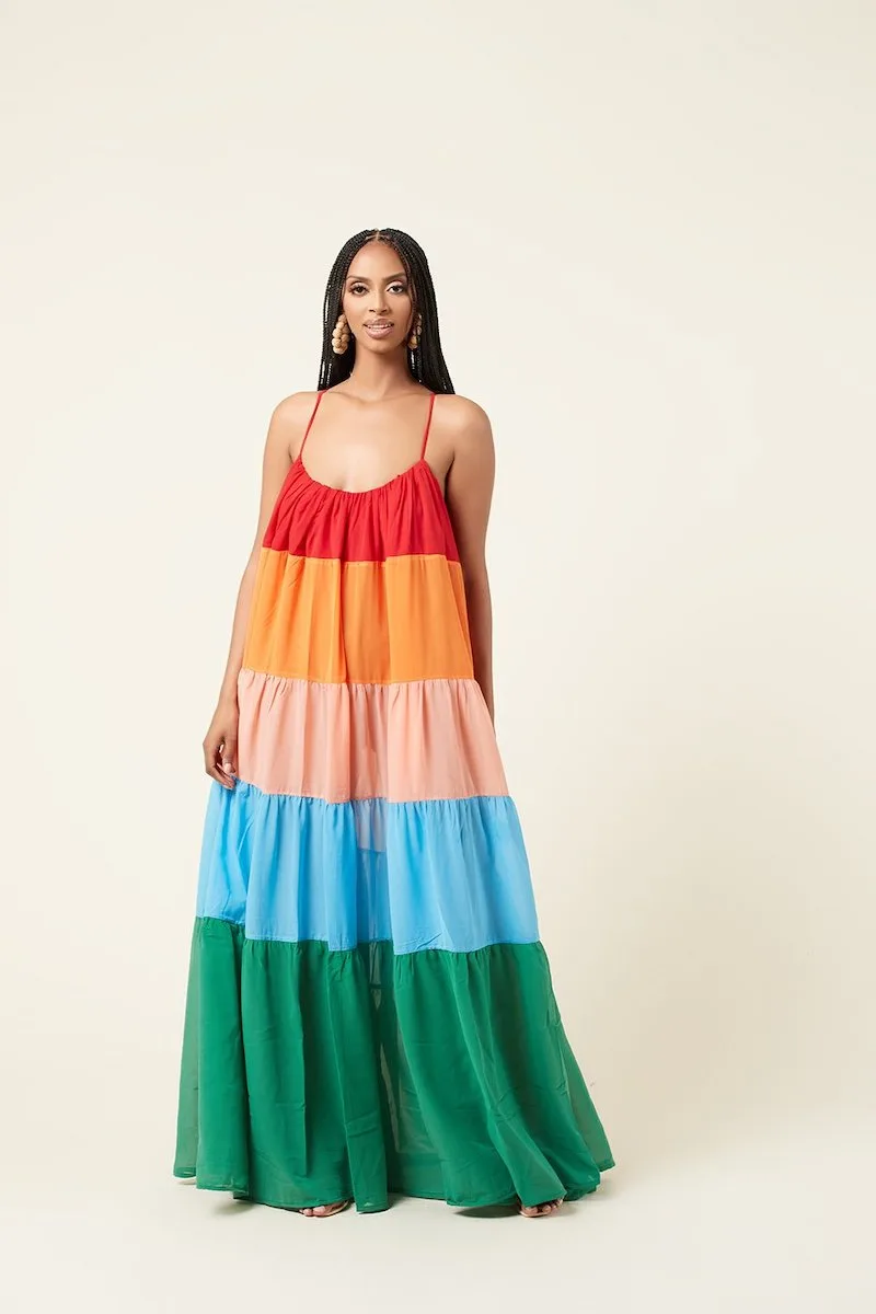 Grass Fields Bella Rainbow Maxi Dress