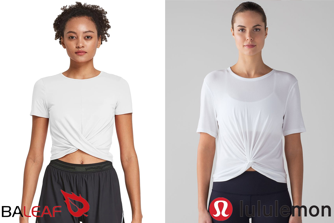 Baleaf versus lululemon Crescent Tee Knockoff